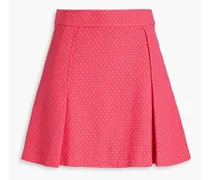 Pleated polka-dot cotton-blend tweed mini skirt - Pink