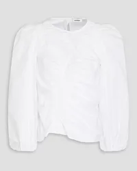 Sandro Ruched cotton-poplin blouse - White White