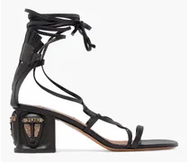 Lace-up embellished leather sandals - Black