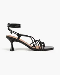 Ganni Crystal-embellished faux leather sandals - Black Black