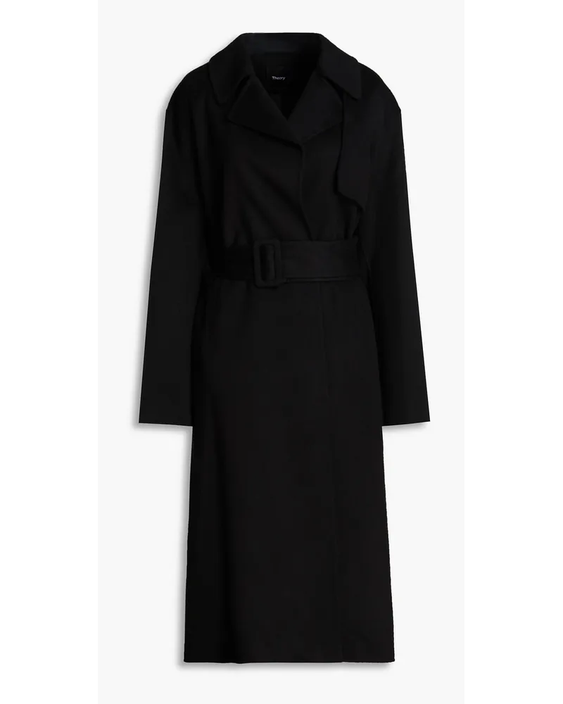 Theory Brushed wool and cashmere-blend felt trench coat - Black Black