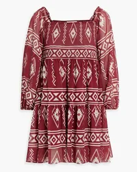 Sachin & Babi Lola shirred printed chiffon mini dress - Red Red