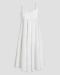 Caroline Constas Wrap-effect ruched cotton-blend poplin dress - White White