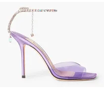 Saeda 100 crystal-embellished PVC and satin sandals - Purple