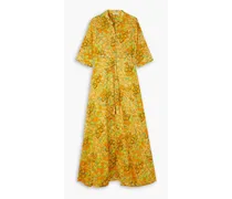 Floral-print cotton-voile maxi dress - Yellow