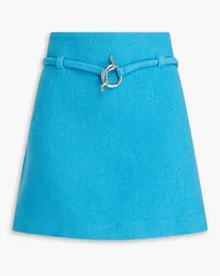 Ganni Belted wool-blend twill mini skirt - Blue Blue