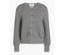 Pointelle-knit cotton cardigan - Gray
