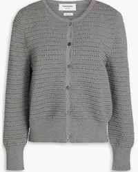 Thom Browne Pointelle-knit cotton cardigan - Gray Gray