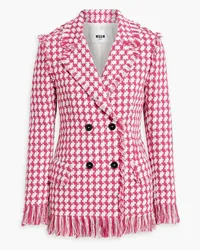 MSGM Double-breasted checked cotton-blend tweed blazer - Pink Pink