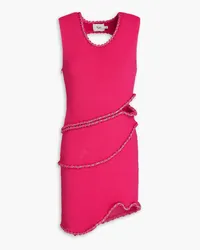 Aje. Undulating open-back embellished ribbed-knit mini dress - Pink Pink