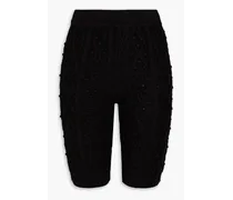 Cable-knit silk-blend shorts - Black
