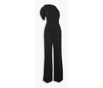 One-shoulder cady wide-leg jumpsuit - Black