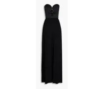 Strapless cutout taffeta wide-leg jumpsuit - Black