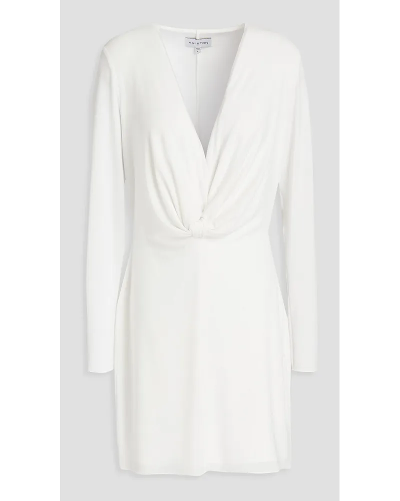 Halston Fay draped stretch-jersey mini dress - White White