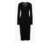 Ribbed-knit midi dress - Black