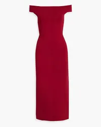 GALVAN Aphrodite off-the-shoulder stretch-knit midi dress - Burgundy Burgundy