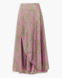 Hannah Maia floral-print silk-habotai wrap skirt - Pink Pink