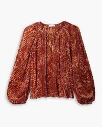 Ulla Johnson Pauline printed devoré-velvet blouse - Red Red