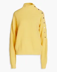 Maje Ribbed cashmere turtleneck sweater - Yellow Yellow