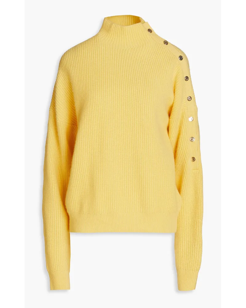 Maje Ribbed cashmere turtleneck sweater - Yellow Yellow