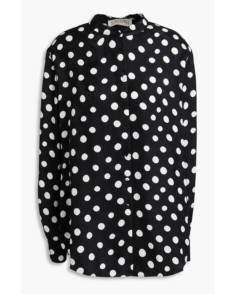 Saloni Bobbi polka-dot silk-jacquard shirt - Black Black