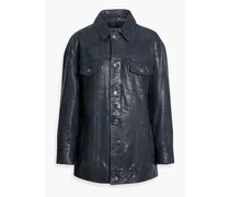 Sutton crinkled-leather jacket - Blue