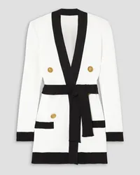 Balmain Belted two-tone knitted cardigan - White White