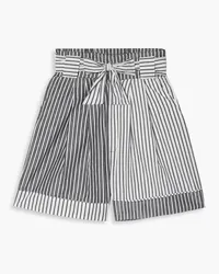 Solid and Striped Talia belted striped cotton-blend shorts - Black Black