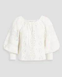 Alice + Olivia Alice Olivia - Alta guipure lace-paneled cotton blouse - White White