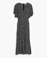 Diane von Furstenberg Cecelia pleated printed crepe midi dress - Black Black