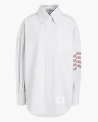 Thom Browne Appliquéd striped cotton Oxford shirt - Gray Gray