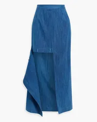 palmer//harding Inhale asymmetric denim maxi skirt - Blue Blue