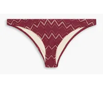 Pointelle-knit low-rise bikini briefs - Burgundy