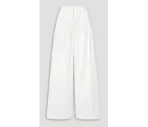 Dillon pleated stretch-cotton twill wide-leg pants - White