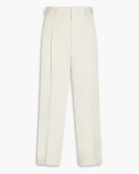 Maison Margiela Pleated herringbone cotton-tweed tapered pants - White White