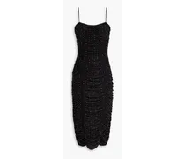 Crystal-embellished tulle midi dress - Black