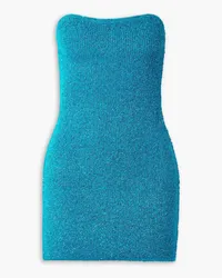 ALIX Cleo strapless metallic ribbed-knit mini dress - Blue Blue