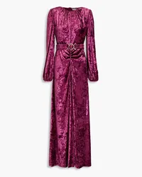 Ronny Kobo Korin belted crushed-velvet maxi dress - Pink Pink