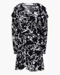 IRO Anda ruffled printed crepe de chine mini dress - Black Black