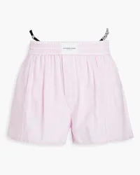 Alexander Wang Embellished striped cotton-Oxford shorts - Pink Pink