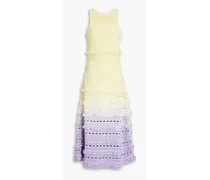 Dégradé crochet-knit cotton midi dress - Yellow