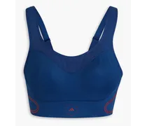 Appliquéd stretch sports bra - Blue