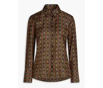 Printed silk-twill shirt - Brown