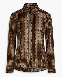 Sandro Printed silk-twill shirt - Brown Brown