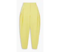 Cropped stretch-cotton twill tapered cargo pants - Yellow