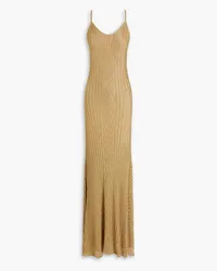 Victoria Beckham Metallic ribbed-knit maxi dress - Metallic Metallic