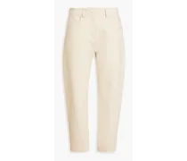 Cropped faux leather tapered pants - Neutral