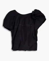 3.1 phillip lim One-shoulder ruffled cotton-blend poplin top - Black Black