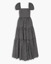 Caroline Constas Hart tiered gingham stretch-cotton poplin maxi dress - Black Black