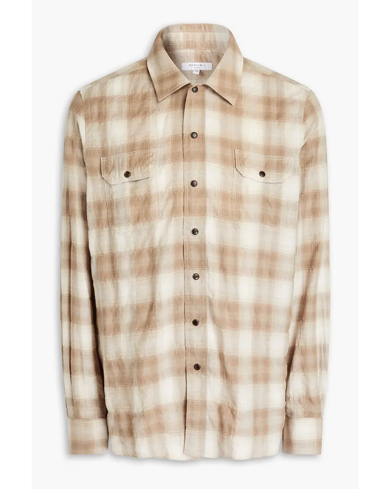 Boglioli Checked cotton-blend shirt - Neutral Neutral